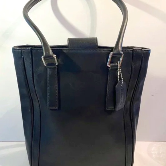 Vintage Coach Black Leather Bonnie Legacy Slim Tote 9422 Handbag Purse Bag - Picture 1 of 14